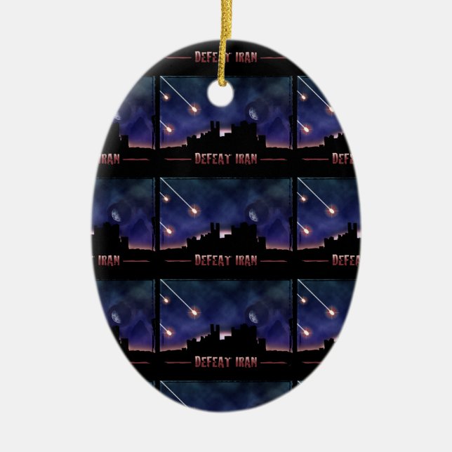 Defeat Iran Ceramic Ornament (Front)