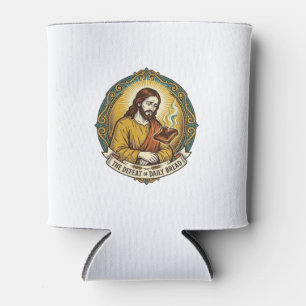 Defeated Jesus Smoking Burnt Toast Breakfast Kitch Can Cooler