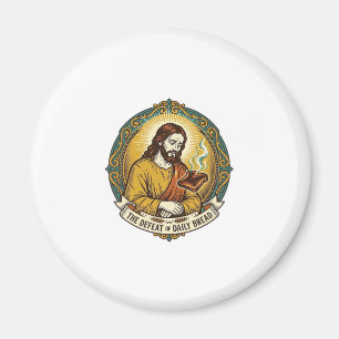 Defeated Jesus Smoking Burnt Toast Breakfast Kitch Magnet