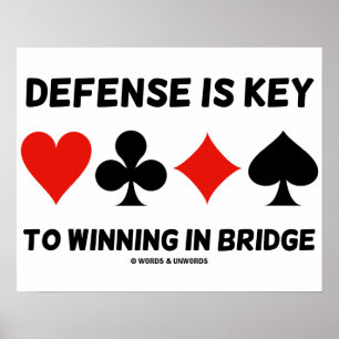 Defence Is Key To Winning In Bridge (Card Suits) Poster