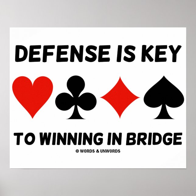 Defence Is Key To Winning In Bridge (Card Suits) Poster (Front)
