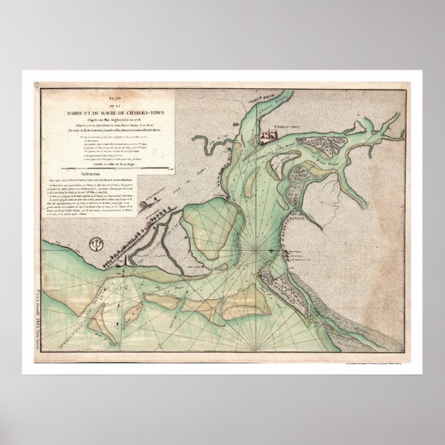 Defence of Charleston SC Map 1778 Poster (Front)