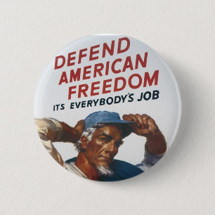 Defend American Freedom Vintage War Poster 6 Cm Round Badge