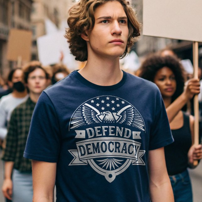 Defend Democracy American Bald Eagle and Flag T-Shirt (Creator Uploaded)