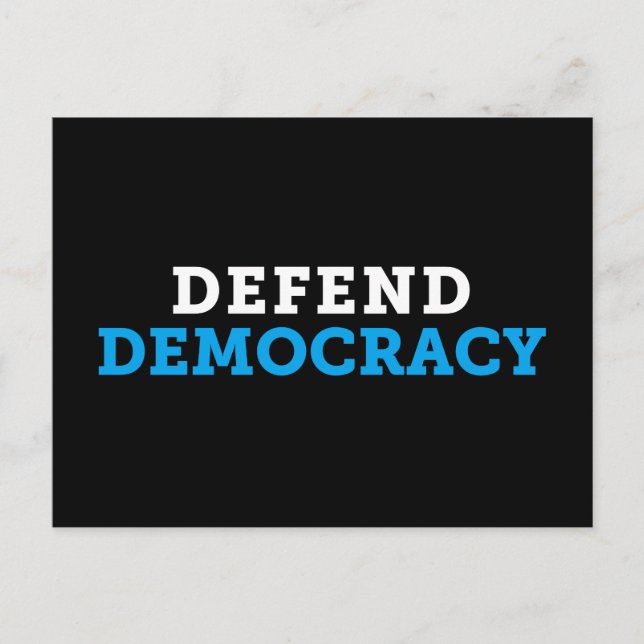 Defend Democracy Black Postcard (Front)