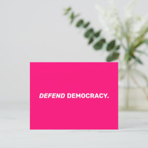 Defend democracy modern typography hot pink postcard