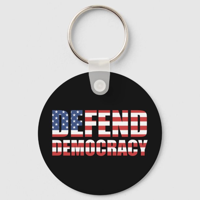 Defend Democracy Pro-Democracy Voting Rights Key Ring (Front)