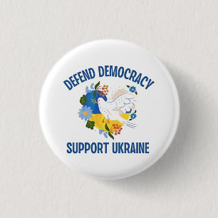 Defend Democracy Support Ukraine American 3 Cm Round Badge
