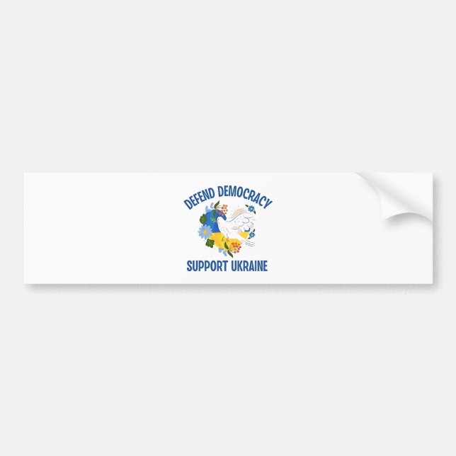 Defend Democracy Support Ukraine American Bumper Sticker (Front)