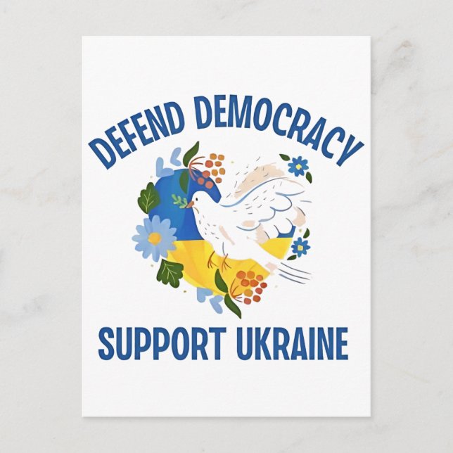 Defend Democracy Support Ukraine American Invitation Postcard (Front)