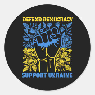 Defend Democracy Support Ukraine Peace Stand With Classic Round Sticker