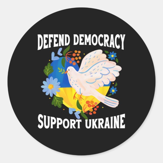 Defend Democracy Support Ukraine Stand With Zelens Classic Round Sticker (Front)