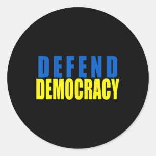 Defend Democracy Ukraine Flag Colors Classic Round Sticker