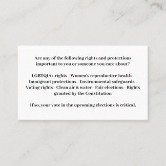 Defend Democracy - Vote Blue Business Card