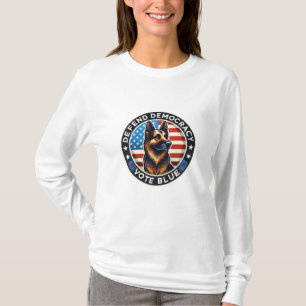 Defend Democracy - Vote Blue - German Shepherd T-Shirt