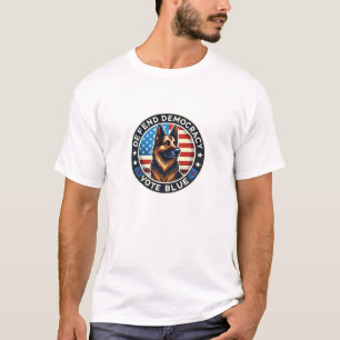 Defend Democracy - Vote Blue - German Shepherd T-Shirt