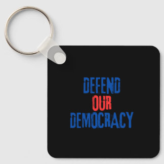 Defend Our Democracy Metal Keychain