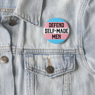defend trans men 6 cm round badge