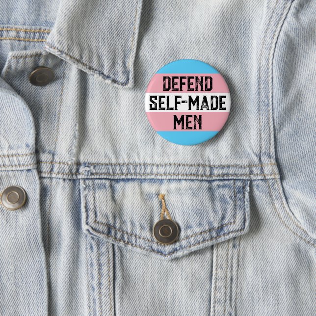 defend trans men 6 cm round badge (In Situ)