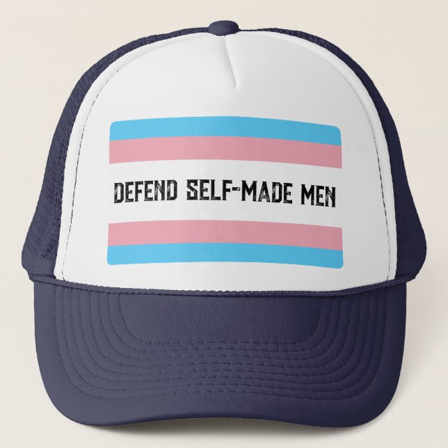 defend trans men trucker hat (Front)