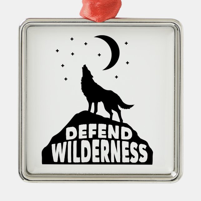Defend Wilderness Wolf Moon Metal Ornament (Front)