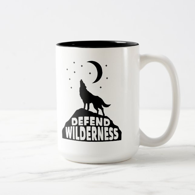 Defend Wilderness Wolf Moon Two-Tone Coffee Mug (Right)