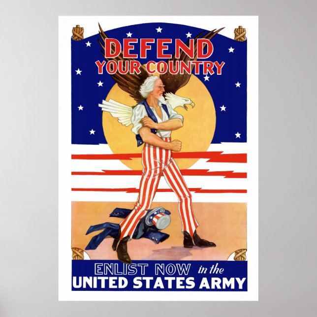 Defend Your Country Enlist Now Poster (Front)