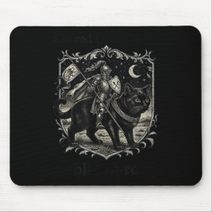 Defend Your Local Public Library Funny Knight Cat Mouse Pad
