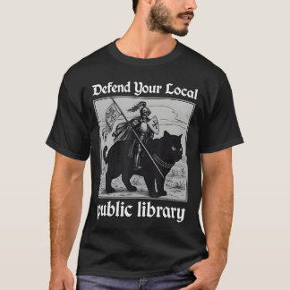 Defend Your Local Public Library Funny Knight Cat T-Shirt