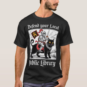 Defend Your Local Public Library Knight Cat T-Shirt