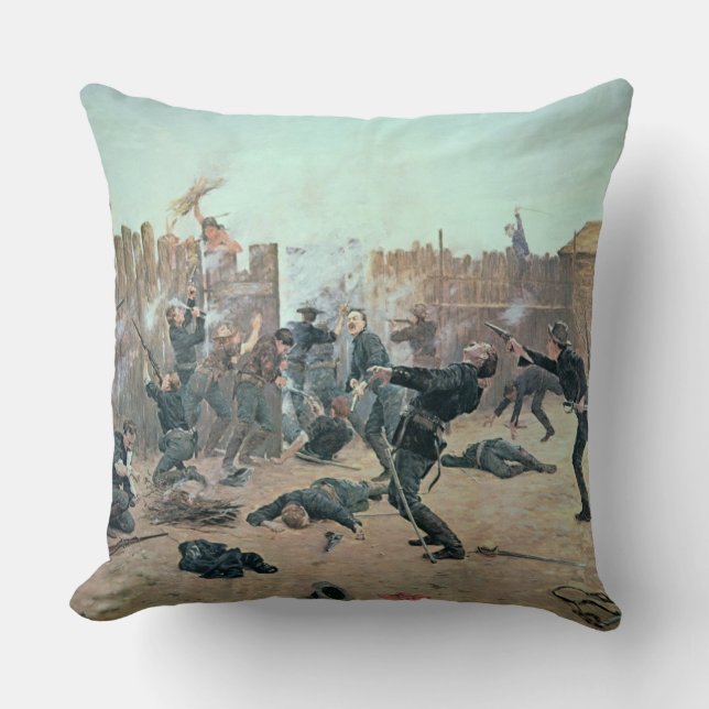Defending the Fort: Indians attack a U.S. Cavalry Cushion (Front)