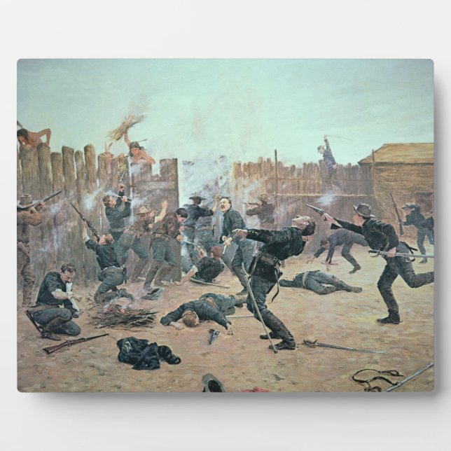 Defending the Fort: Indians attack a U.S. Cavalry Plaque (Front)