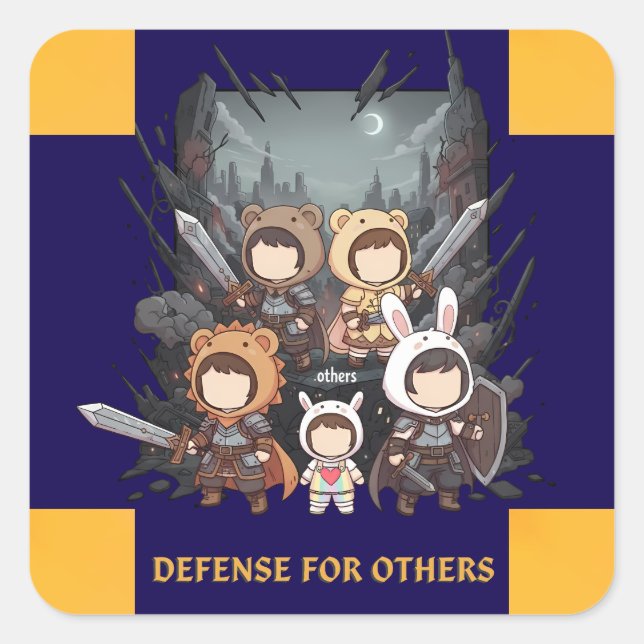 Defense for Others - Little Guardians Square Sticker (Front)
