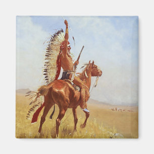 “Defiance” Western Art by Frederic Remington Magnet