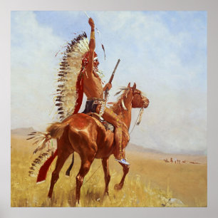 “Defiance” Western Art by Frederic Remington Poster