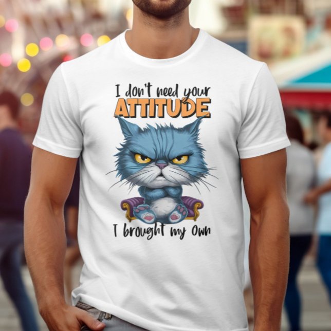 Defiant Blue Feline With Rebellious Words T-Shirt (Creator Uploaded)