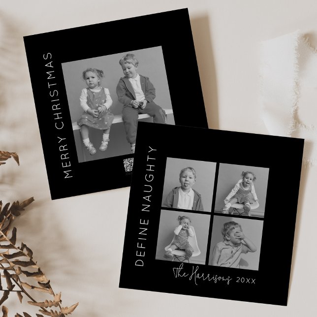 Define Naughty | 5 Photo Collage Christmas Holiday Card (Creator Uploaded)