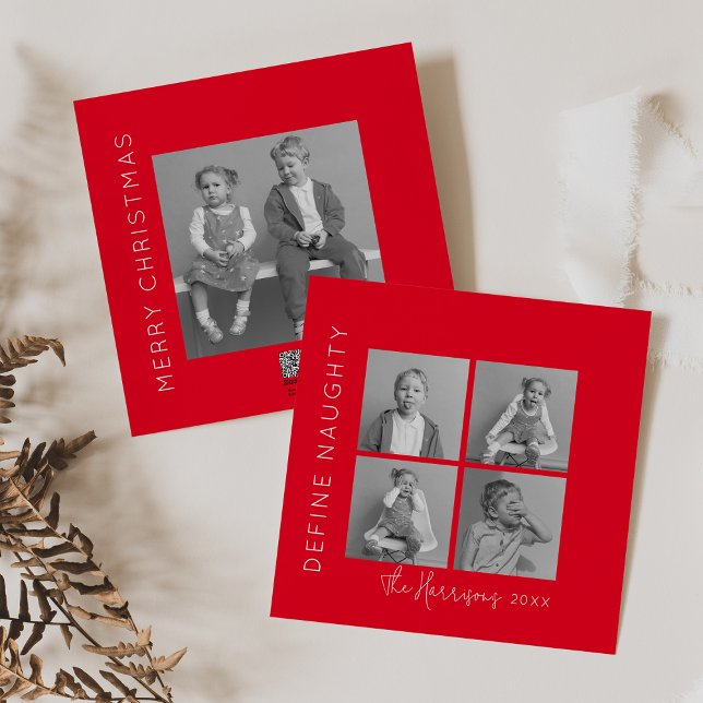 Define Naughty | 5 Photo Collage Christmas Holiday Card (Creator Uploaded)