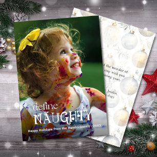 Define Naughty Funny Child Photo Holiday Card