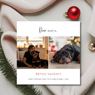 Define Naughty Funny Pet Dog Christmas Photo Holid Holiday Card