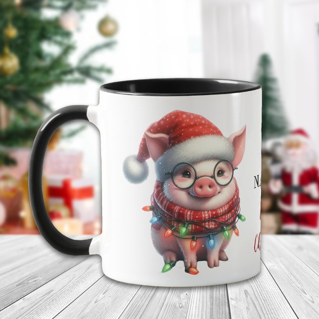 Define Naughty Pig Tangled in Christmas Lights Mug (Creator Uploaded)