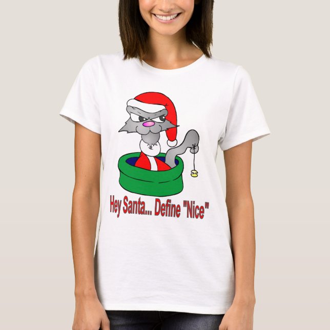 Define Nice Christmas Cat T-Shirt (Front)