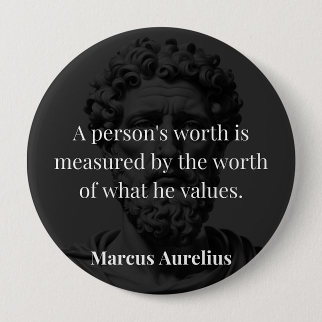 Defining Worth: Marcus Aurelius on Values 10 Cm Round Badge (Front)
