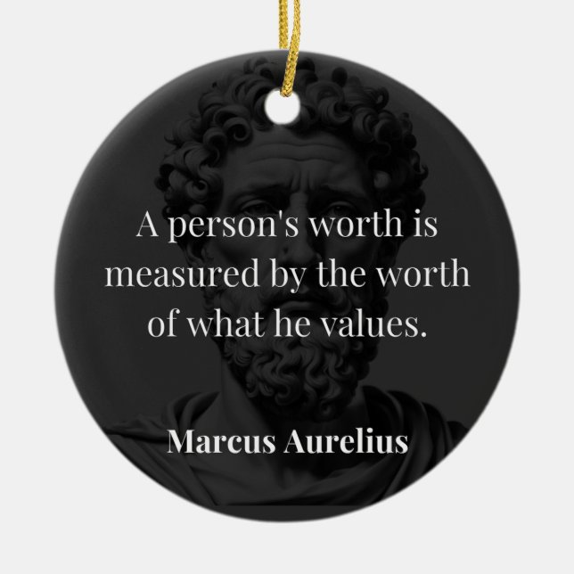 Defining Worth: Marcus Aurelius on Values Ceramic Ornament (Front)