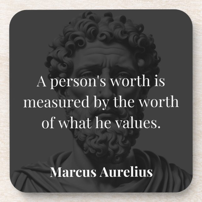 Defining Worth: Marcus Aurelius on Values Coaster (Front)