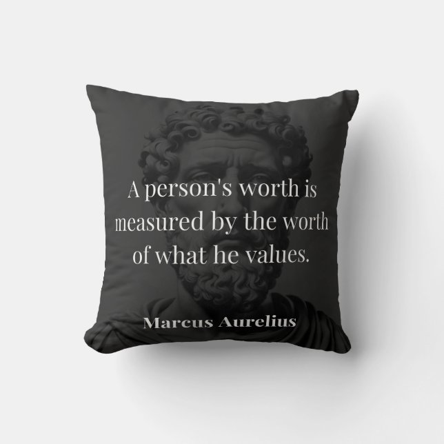 Defining Worth: Marcus Aurelius on Values Cushion (Front)