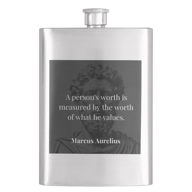 Defining Worth: Marcus Aurelius on Values Hip Flask (Front)