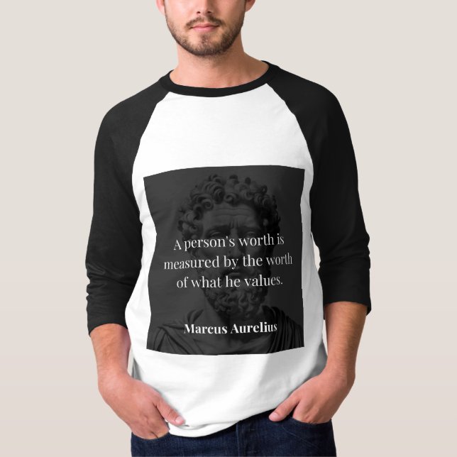 Defining Worth: Marcus Aurelius on Values T-Shirt (Front)