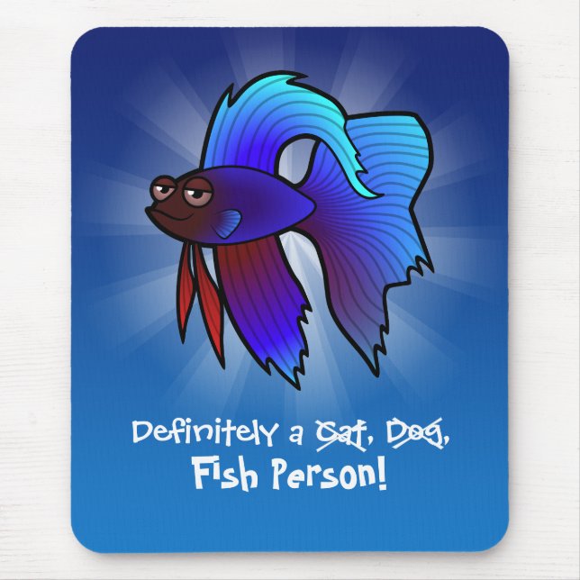 Definitely a Fish Person (betta fish) Mouse Pad (Front)