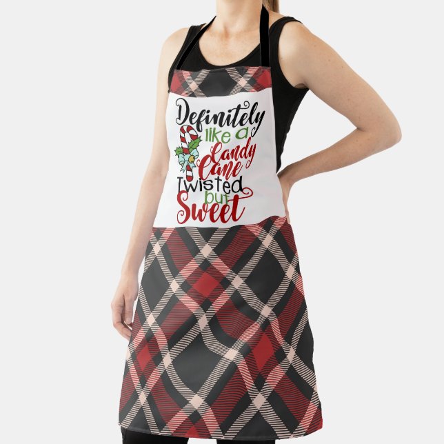 Definitely like a candy cane Christmas typography Apron (Insitu)